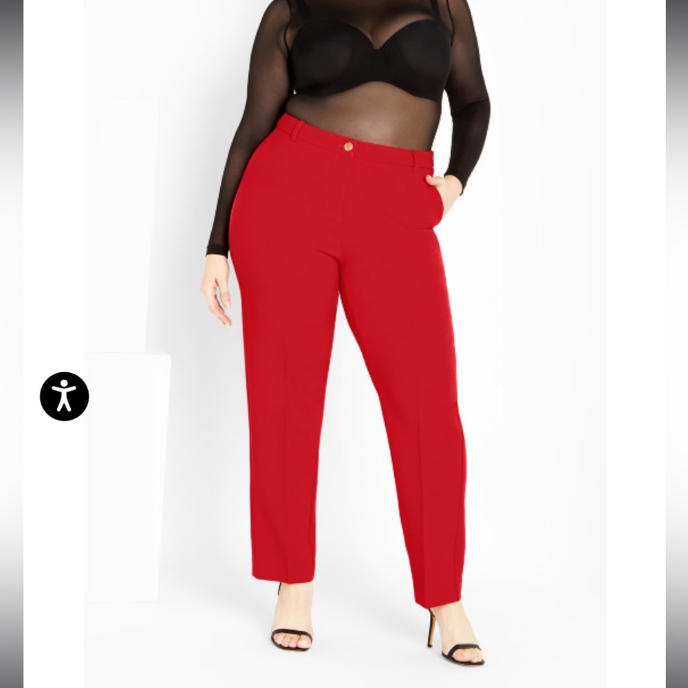 City Chic Kara Pant - Size 18 - Sexy Red